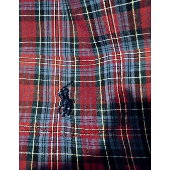 Ralph Lauren Blaire Red Tartan Plaid Long-Sleeve Button-Down Shirt L Relaxed Fit - Picture 4 of 4